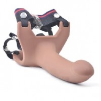 Strap On Hollow Dildo Silicone Brown